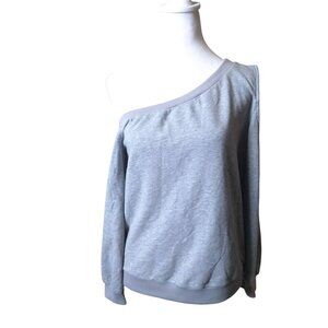 After Market Women's Medium Off Shoulder Pullover Sweatshirt Gray Athleisure